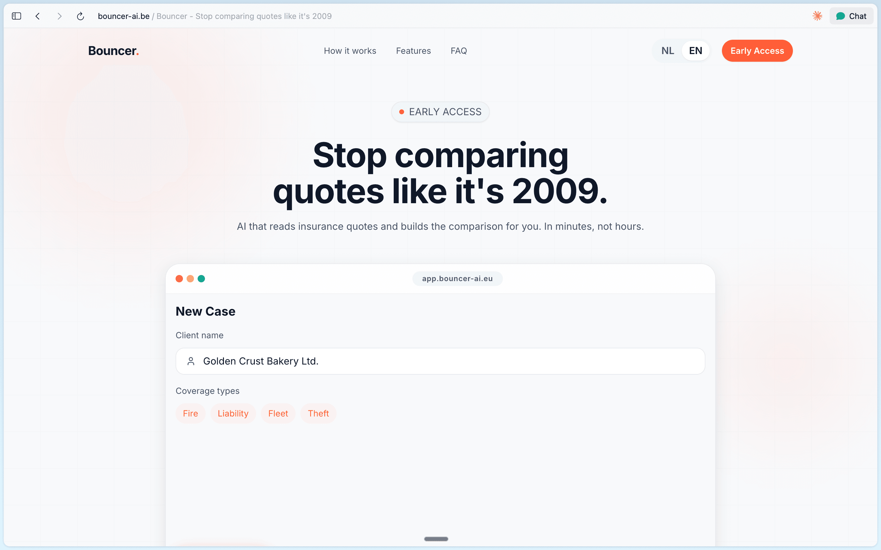 Bouncer landing page