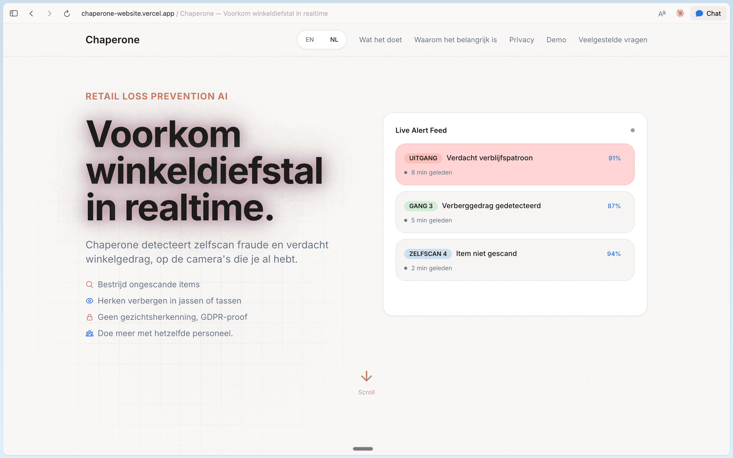 Chaperone landing page